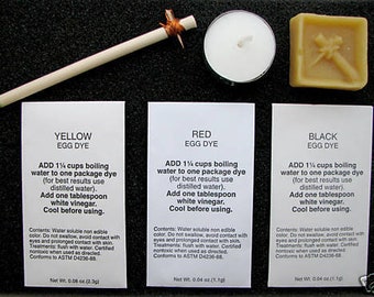 Pysanka, Easter Egg Art Decorating Kit:3 Dyes,Medium Kistka (Wax Pen),Wax,Candle