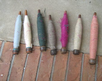 7 vintage industrial wood bobbins