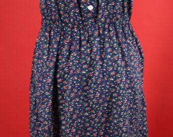 Sleeveless Prairie Style Dress Elastic Waist 1970's 1980's