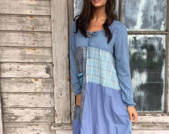 Louisa dress-medium large-artsy-Eco Clothing-Upcycled Clothing-Anthropologie inspired-by Love HIGHER Handmade Clothing