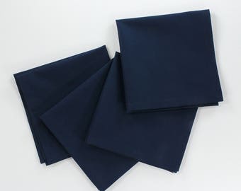 Navy blue napkins, cloth napkins, fabric napkins, table linens, lunchbox supplies, wedding decor, baby boy shower, size 12x12