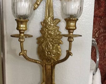 Sconce Hollywood Regency Solid Brass Mid Century Home Decor Victorian Decor Bath Decor Collector Collectible Indoor Outdoor Lighting Gift