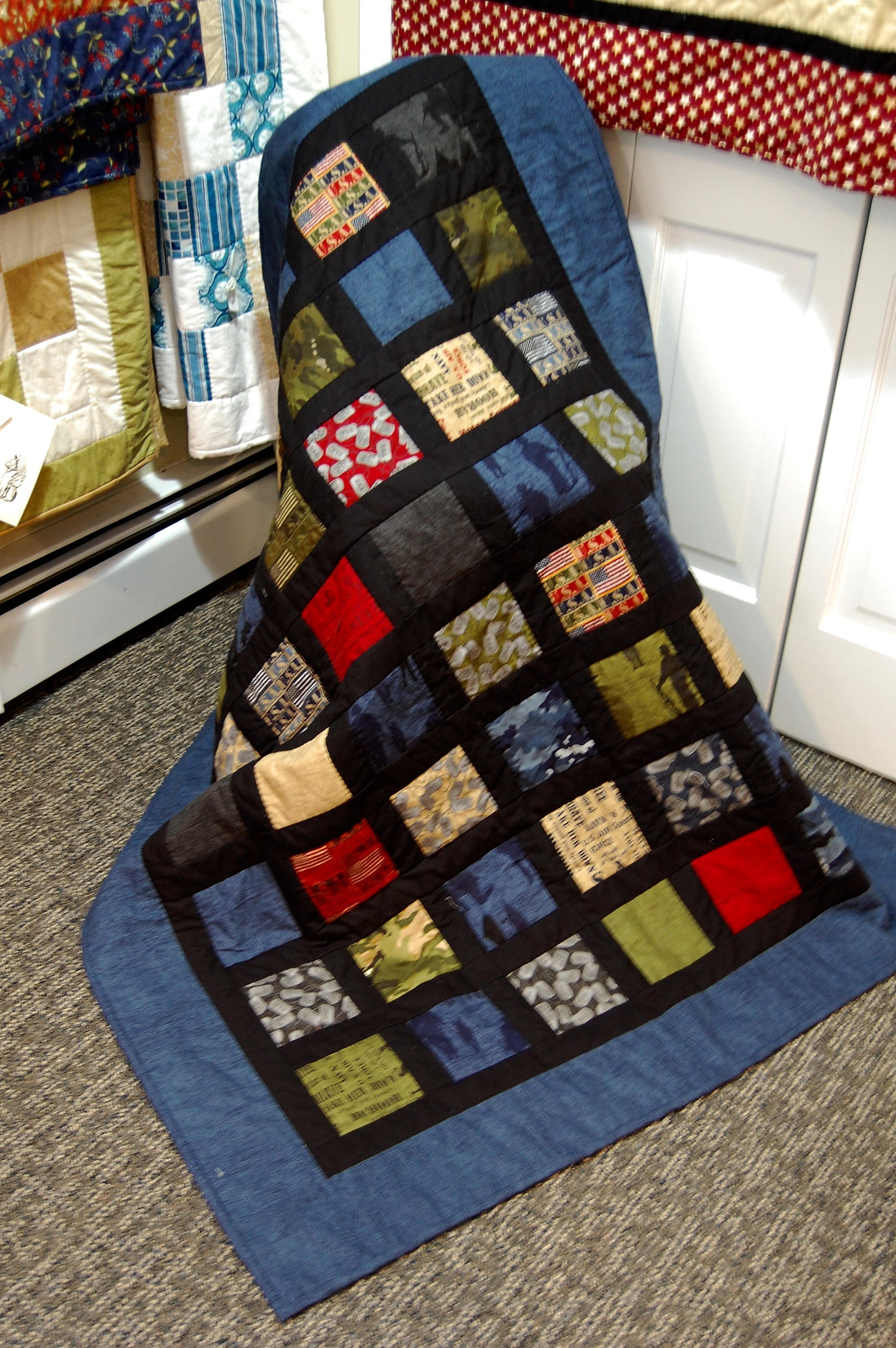 Military Quilt Man Quilt Because of the Brave Veteran