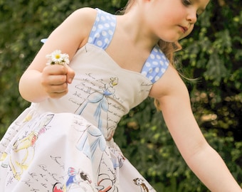 Cinderella, Snow White, Belle Peekaboo Tie Back Dress (12-18 months, 2T, 3T, 4T, 5, 6,7, 8)
