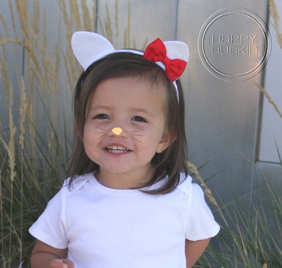 Popular White KITTY Cat Costume White Cat Ears Headband with