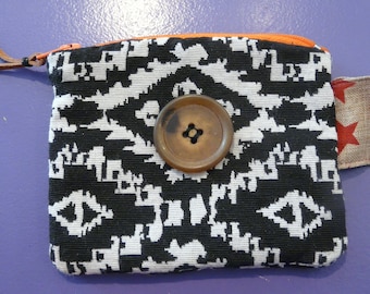wallet - black and white jacquard