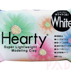 50g Padico Hearty Clay Super Lightweight WHITE Air Dry Clay from Japan for Miniature Food Sculpture, Dollhouse and Flowers