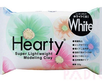 50g Padico Hearty Clay Super Lightweight WHITE and other colors Air Dry Clay from Japan for Miniature Food Sculpture, Dollhouse and Flowers