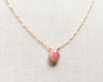 Pink Opal Necklace - Pink Opal Jewelry - Pink Stone Necklace - October Birthstone Necklace - October Birthday Gift - Peruvian Pink Opal BN53