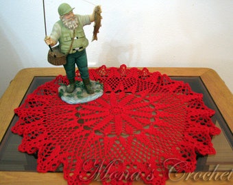 Hand Crocheted Victorian Holiday Christmas Doily for Christmas Home Decor | Christmas Decoration | Christmas Doily | Red Doily | Centerpiece