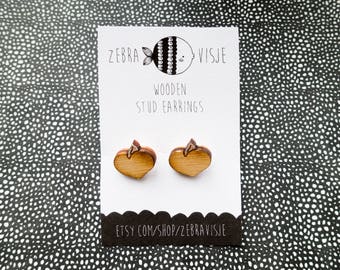 Wooden stud earrings: Peachy