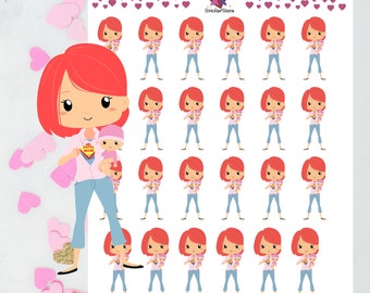 Super Mum Red Hair / Planner Stickers / Erin Condren / Kikki K