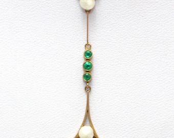 Seed Pearl and Emerald Simulant Necklace
