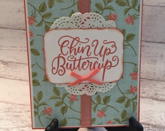 Friendship Card, Chin Up Buttercup, Handmade Card, All Occasion Card, Encouragement, Thinking of You, Southern Expression, Floral Card