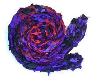 Purple and red handmade scarf