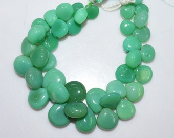 1 Strand Chrysoprase Color Chalcedony Smooth Heart Shape Beads - Chalcedony Heart Shape Briolette, 9x9 - 15x15 mm, 8", BL1969