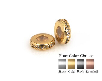 Stopper Bead Micro Pave Clear CZ with Rubber Ring Gasket for Bracelet Charm Spacer Beads 8mm/9mm/10mm