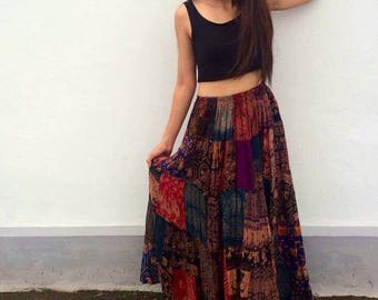 Patchwork skirt,Maxi Dress,patchwork dress,Strapless dress,Hippie Skirt,Elephant print,Bohemian dress,boho,festival,gypsy dress,vegan gift