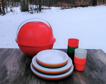 Vintage Ingrid Picnic Ball - Picnic Set - Red Picnic Set - Outdoor - Cottage - Farmhouse - Retro