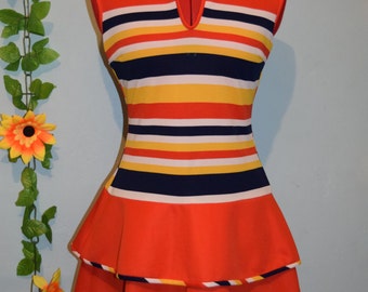 really cute vintage 60s70s stripes dress mod