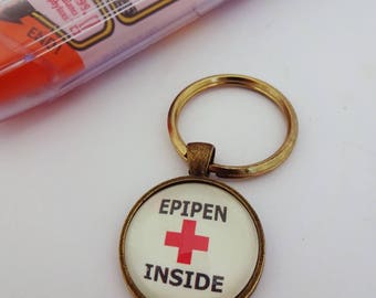 Medical alert, medical jewelry, epipen inside, allergy jewelry, allergy warning, nut allergy, epipen bag tag,insulin inside,sos, ICE,keyring