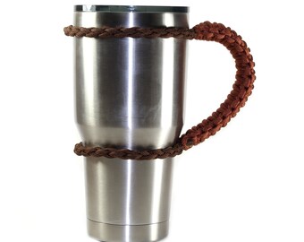 Brown Paracord Cup Handle - Yeti Cup Handle - Ozark Cup Handle - RTIC Cup Handle - 30oz Tumbler - Cup Holder - Gift For Him - Brown Handle