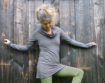 Organic Clothing Organic Cotton Bamboo Clothing Cowl Tunic Eco Chic Apparel Women Organic Clothing Organic Cotton Dress Custom Made to Order