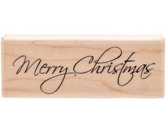 Merry Christmas Holiday Wood Mounted Rubber Stamp Scrapbooking & Paper Craft Supplies