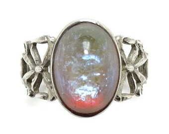 Vintage Dragon’s Breath Ring Size 7.75 Sterling Silver Side Bows Pretty