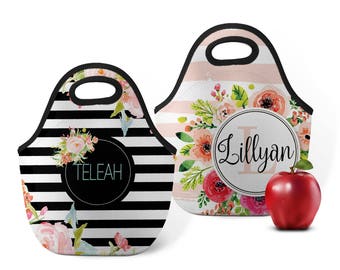 Personalized Lunch Totes, Custom Lunch Box, Monogram Lunch Bag, Custom Snack Bag, Zip Tote, Insulated Bag, Neoprene Tote, Backpack Lunch Bag