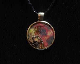 Dark Nebula - Clockwork & Resin Pendant