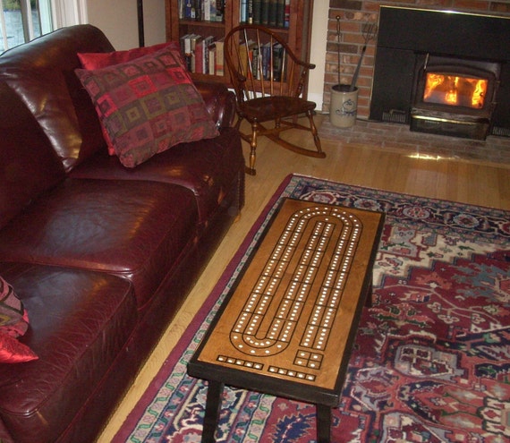 Coffee Table Cribbage Board Early American Black Contrast