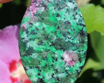 1 single large Pearl Ruby Zoisite green multicolor 59 X 35 X 6 mm AF7 pendant