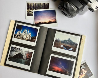 Instax Photo Album for Fujifilm Instax Wide 300, 210, 200, FP-100c, Lomo’Instant Wide. Holds 32 Photos. Instant Photo Album. Light Brown.