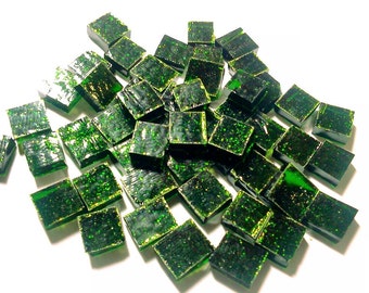 100 1/4" Tiny Tiles LT AVENTURINE GREEN #1 Stained Glass Mosaic i-10