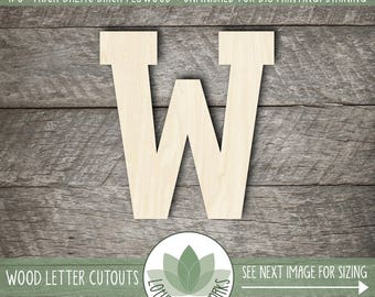 Wood Letter or Number Cut Out Athletic Block, Unfinished Wood Letters, DIY Craft Supply, Many Size Options, All Letters & Numbers Available