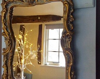 Shabby Chic Vintage mirror / antique mirror / Gold with aqua detailing / gift for her