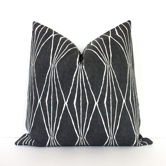 23x23 pillow cover Designer Charcoal Geometric Grey Cover Decorative Pillow
