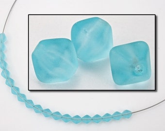 6mm Matte Transparent Aqua Bicone (50 Pcs) #KUC026