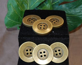 6 metal buttons old gold 3.8 cm