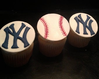New York Yankees Themed Fondant Cupcake Toppers
