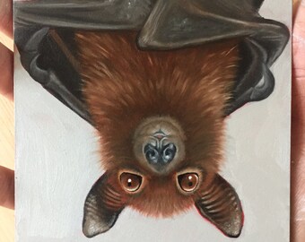 Hanging Bat Original Oil Painting
