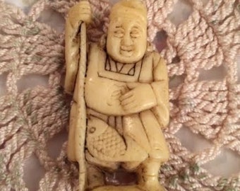 Reproduction Japanese Netsuke Fisherman