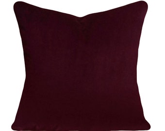 Burgundy Velvet Decorative Pillow Cover - Throw Pillow - Both Sides - 12x16, 12x20, 14x18, 14x24, 16x16, 18x18, 20x20, 22x22, 24x24, 26x26