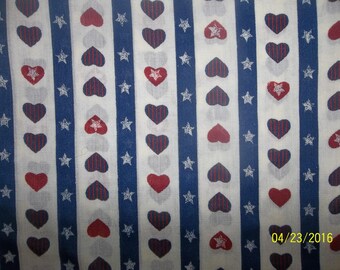 Patriotic Hearts Cotton Blend Fabric #24