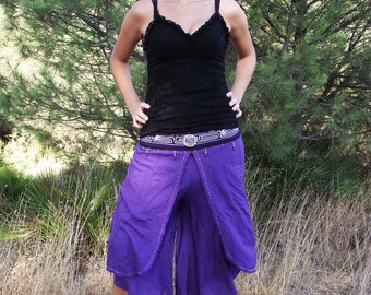 Recycled fabric belly dance pants Harem pants Bohemian Hippie pants Festival clothing Purple pants