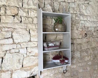 Weathered gray wall shelf