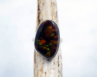 Fire Agate Ring in Argentium Silver