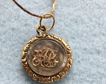 Georgian Mourning Locket Fob Necklace with Hair