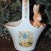 Beatrix Potter Basket, 1998 Teleflora Gift. Ceramic Bunny Planter, Flower Vase, Trinket Dish, Vintage Collectible Basket, Vanity Storage